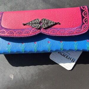 Anna-inspired Pink & Blue Embroidered Clutch Wallet